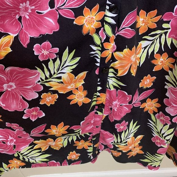 Woman Within Womens Maxi Dress 1X 22 24 Sleeveless Tropical Floral Pink Pleated - Picture 6 of 13